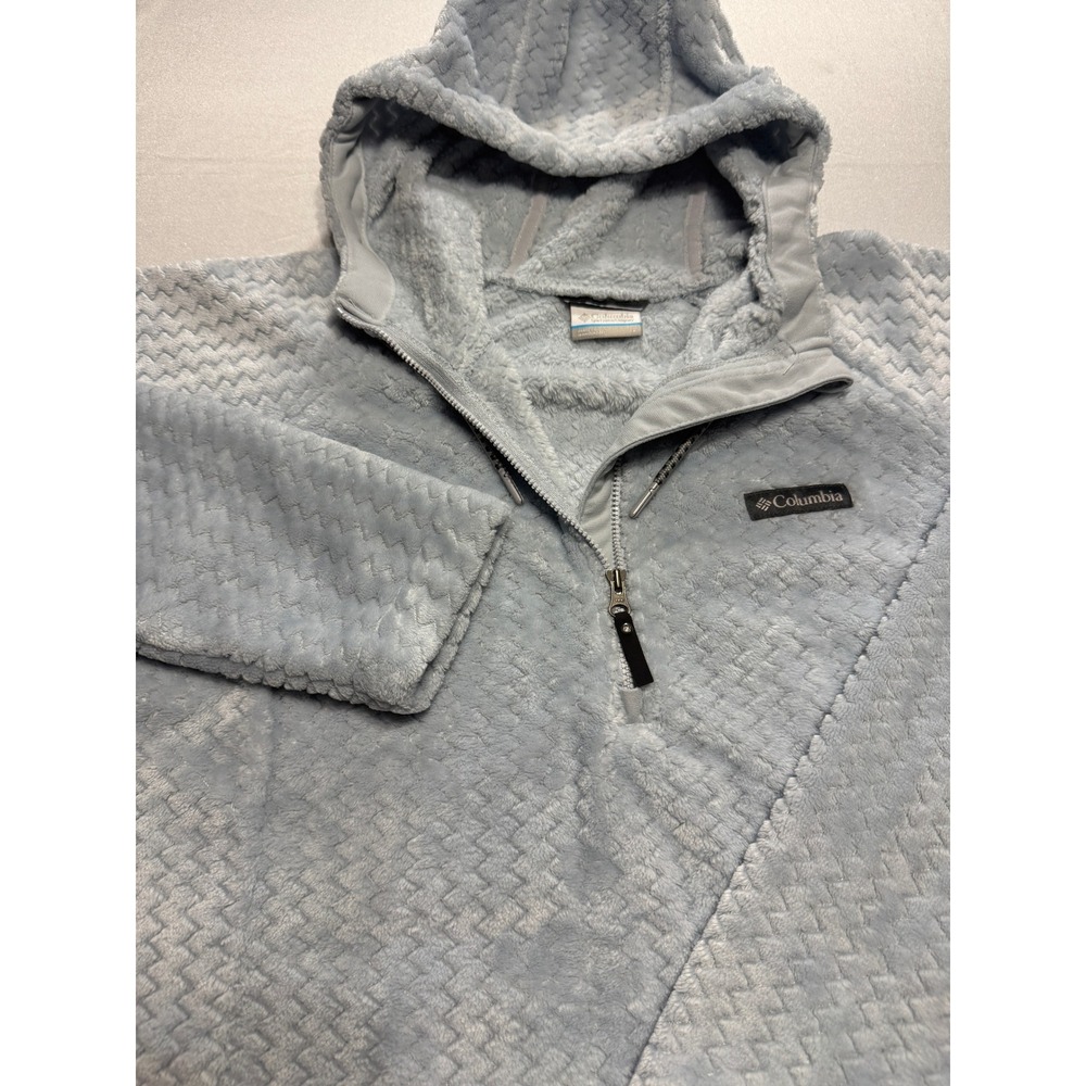 Columbia Women L Blue Fleece Hoodie Half Zip Pullover Fire Side II Sherpa XL3102